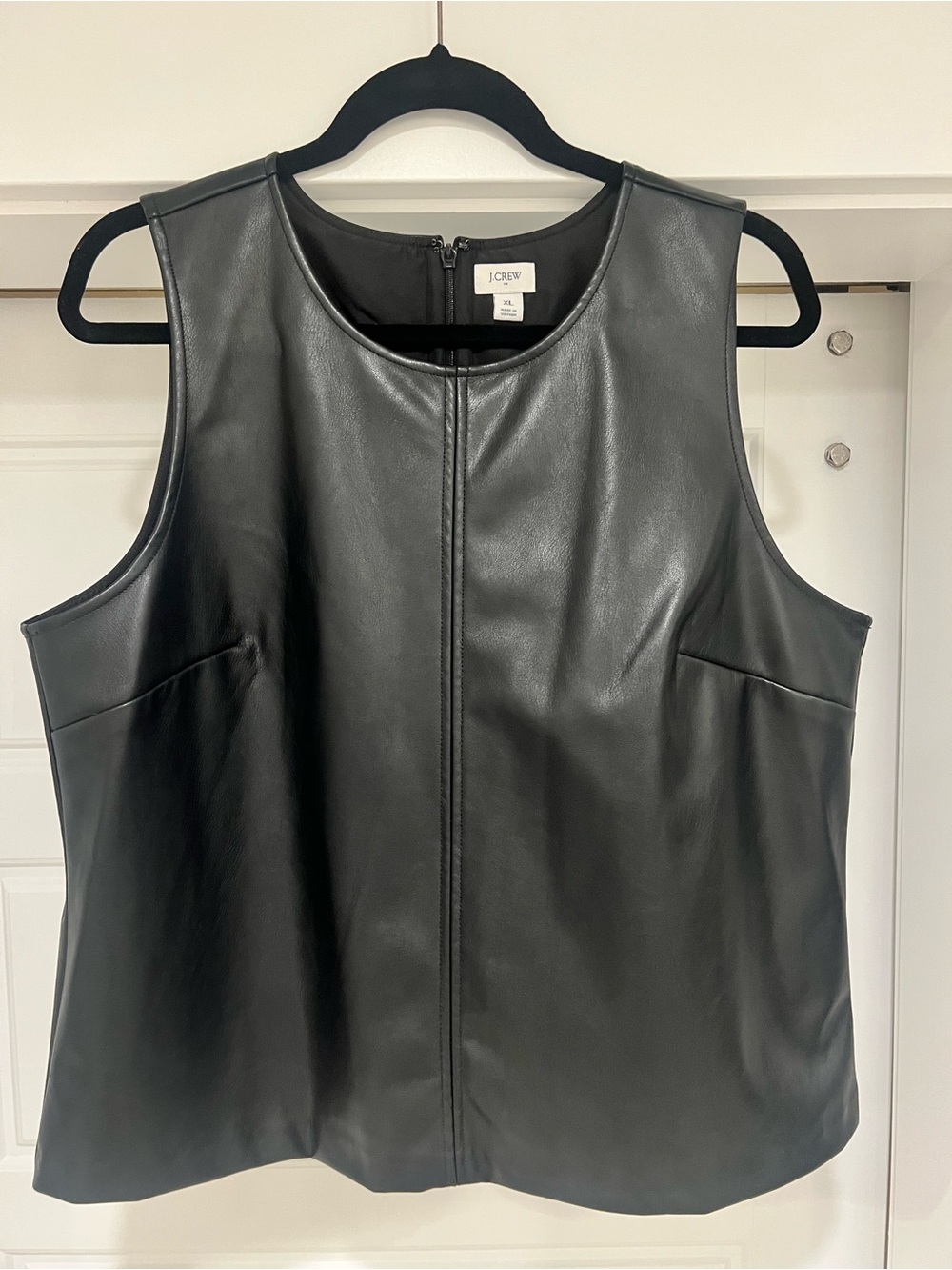 J. Crew Black Faux Leather Sleeveless Shell